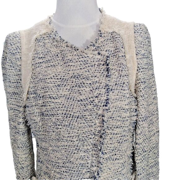 Rebecca Taylor Womens Minimalism Old Money Structured Fringe Zip Knit Blazers 12 - Picture 1 of 13